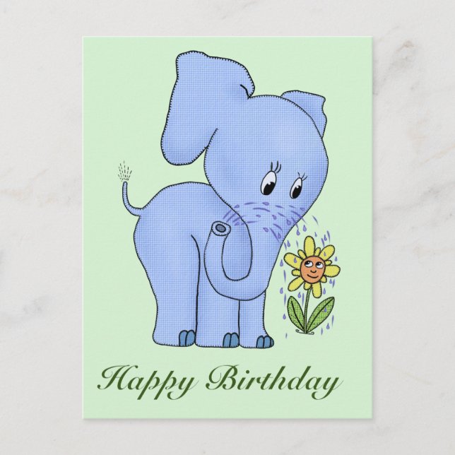 Cartão Postal Elefant und Blume (Frente)