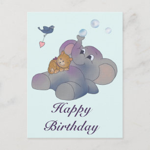 Cartão Postal Elefant und Katze