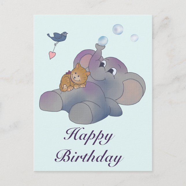 Cartão Postal Elefant und Katze (Frente)