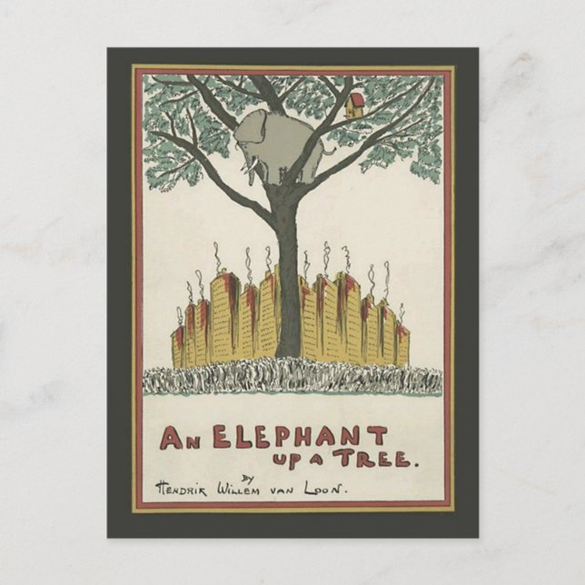 Cartão Postal Elefante acima de uma árvore (Frente)