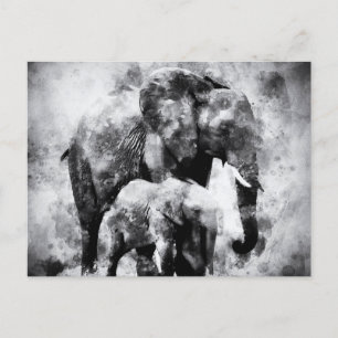 Cartão Postal Elefante Africano a Preto e Branco