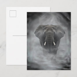 Cartão Postal Elefante Africano em Névoa Serena Impasto