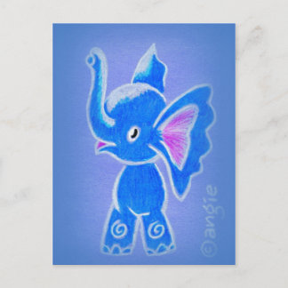 Cartão Postal Elefante Azul Fofo