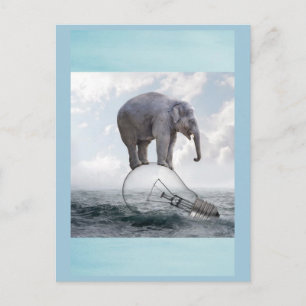Cartão Postal Elefante balanceador na lâmpada