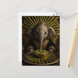 Cartão Postal Elefante Bebê e o Espárrago