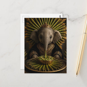 Cartão Postal Elefante Bebê e o Espárrago