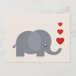Cartão Postal Elefante bonito com corações e amor caprichoso