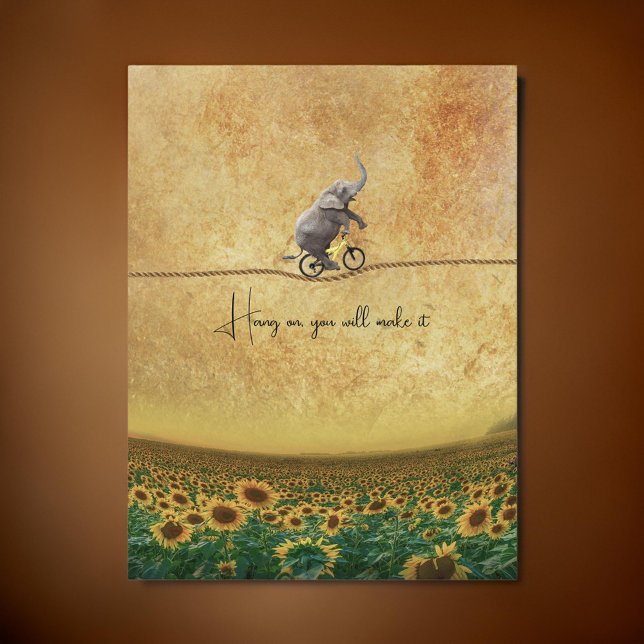 Cartão Postal Elefante Ciclo de Bicicleta Apertada Girassóis | (Criador carregado)
