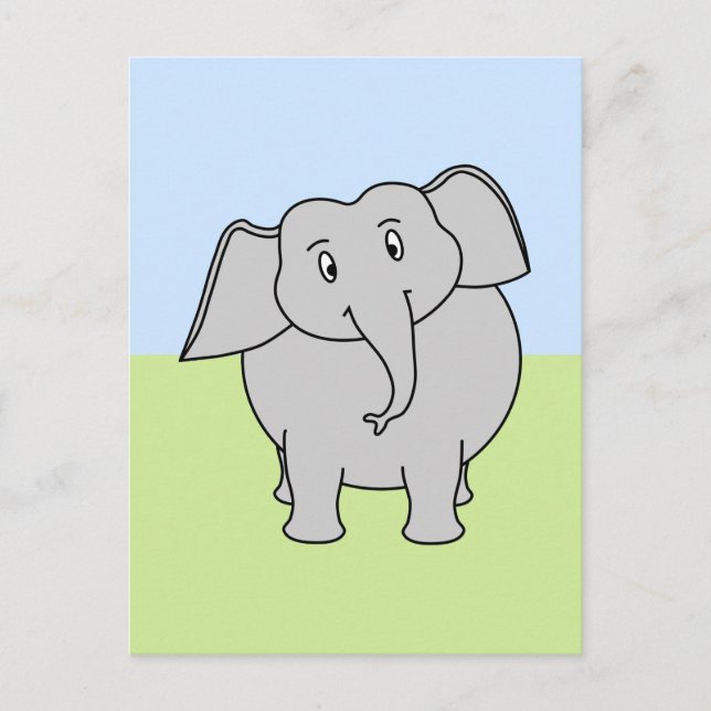 Cartão Postal Elefante cinza (Frente)