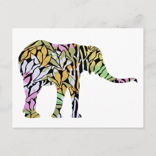 Cartão Postal Elefante Colorido (Frente)