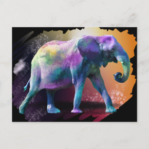 Cartão Postal Elefante Colorido