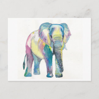 Cartão Postal Elefante Colorido Feliz
