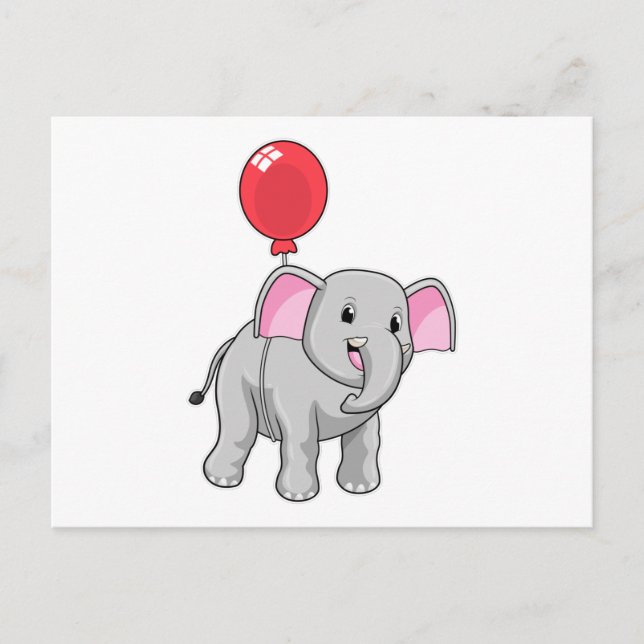 Cartão Postal Elefante com Balão (Frente)
