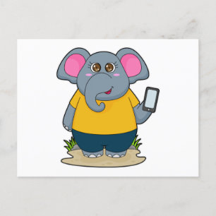 Cartão Postal Elefante com Celular