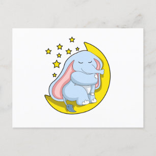 Cartão Postal Elefante com Lua e Estrelas