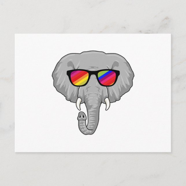 Cartão Postal Elefante com Óculos de Sol (Frente)