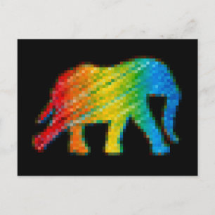 Cartão Postal Elefante com Pixels