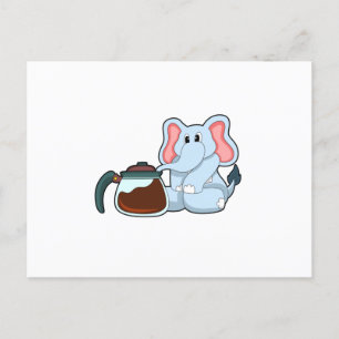Cartão Postal Elefante com pote de café