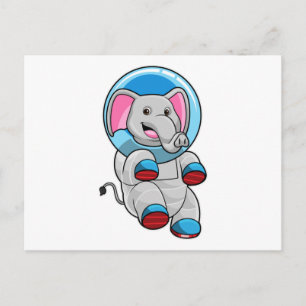 Cartão Postal Elefante como Astronauta em esfera de Vidro