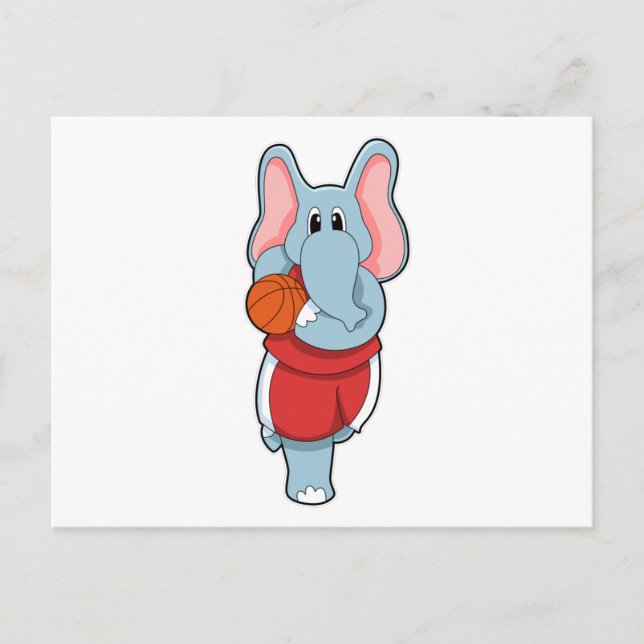 Cartão Postal Elefante como jogador de basquetebol (Frente)