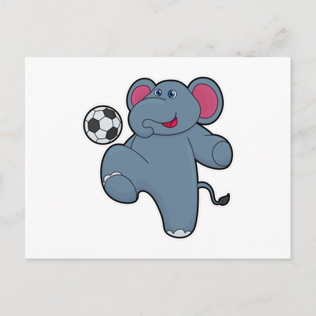 Cartão Postal Elefante como jogador de futebol com bola de futeb (Frente)