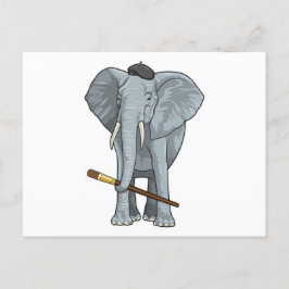 Cartão Postal Elefante como Pintor com Pincel de Pintura