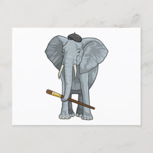 Cartão Postal Elefante como Pintor com Pintor