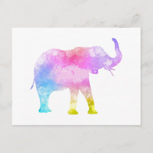 Cartão Postal Elefante de Aquarela
