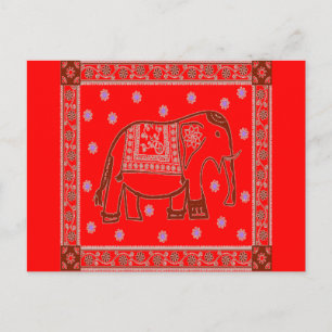 Cartão Postal Elefante de Arte Hindi
