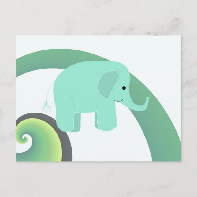 Cartão Postal Elefante de desenho animado com arco-íris (Frente)