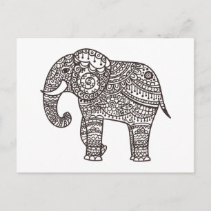 Cartão Postal Elefante de Estilo Decorativo