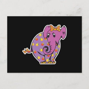 Cartão Postal elefante de frutado roxo