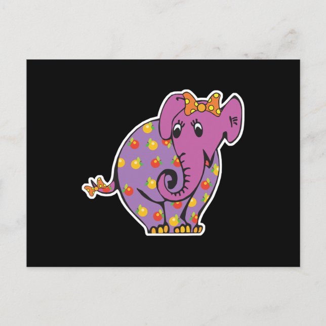 Cartão Postal elefante de frutado roxo (Frente)