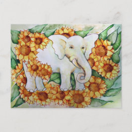 Cartão Postal Elefante de girassol