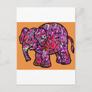 Cartão Postal elefante de grafite vívido funky