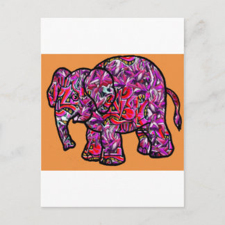 Cartão Postal elefante de grafite vívido funky