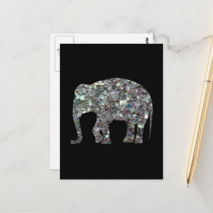 Cartão Postal Elefante de mosaico prateado cintilante