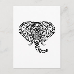 Cartão Postal Elefante de padrão étnico