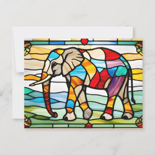 Cartão Postal Elefante de Vidro Colorido