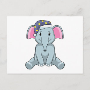 Cartão Postal Elefante dormindo com touca de noite