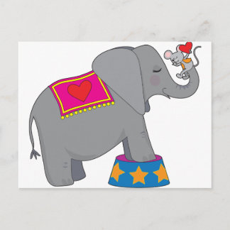 Cartão Postal Elefante e Rato