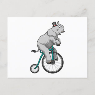 Cartão Postal Elefante em Circo com Bicicleta