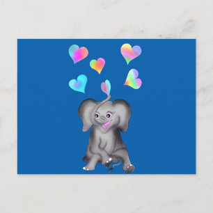Cartão Postal Elefante Hearts da Happy Juul Company