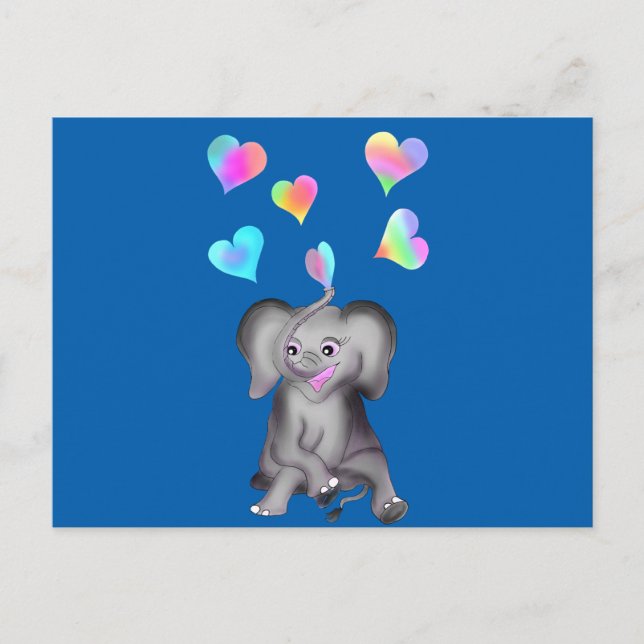 Cartão Postal Elefante Hearts da Happy Juul Company (Frente)