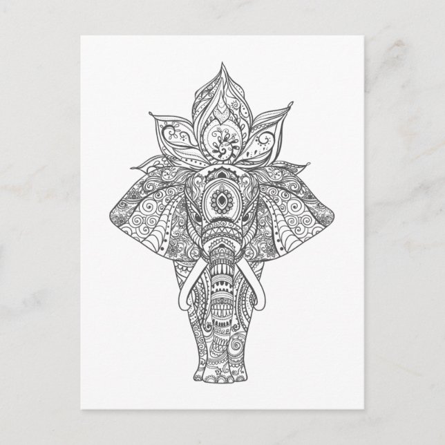 Cartão Postal Elefante Inspirado (Frente)