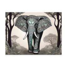 Elefante Majestoso com Padrões Tribais Ornamentado