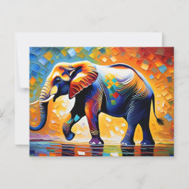 Cartão Postal Elefante majestoso em matizes vibrantes