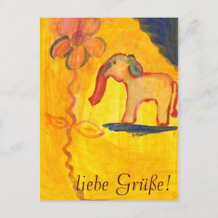 Cartão Postal elefante mit blume von Lola Mono