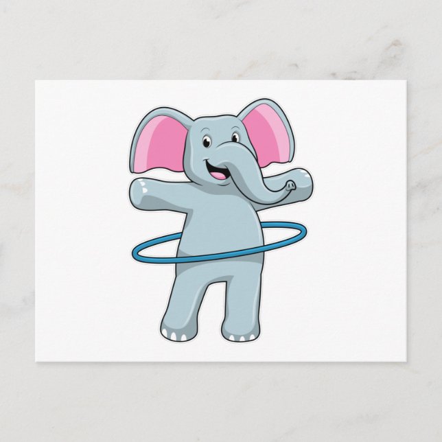 Cartão Postal Elefante na academia com pneus de condicionamento  (Frente)