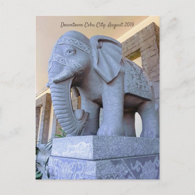 Cartão Postal Elefante na cidade de Cebu (Frente)